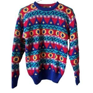 Boston Trader Geometric Pattern Knit Sweater Women's L 16-18‎ Colorful